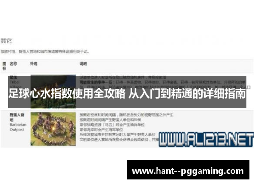 足球心水指数使用全攻略 从入门到精通的详细指南 足球心水指数使用全攻略 从入门到精通的详细指南